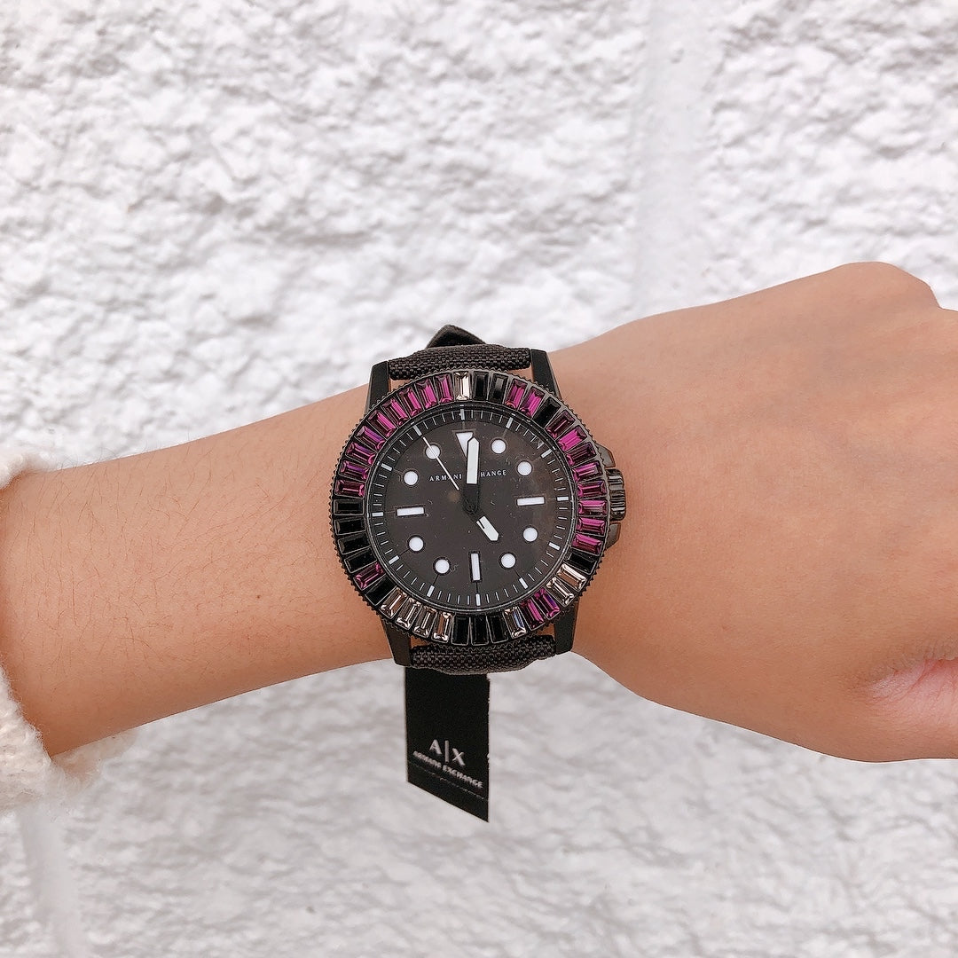 Armani Exchange AX1857 Three-Hand Black Fabric Watch Armani Exchange AX1857 Three-Hand Black Fabric Watch